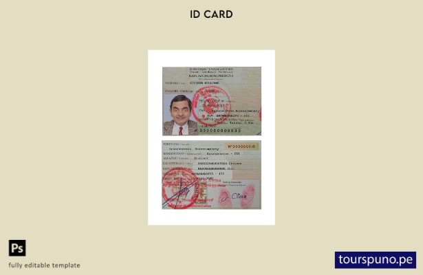 Plantilla de tarjeta de identificación de Madagascar lista para imprimir